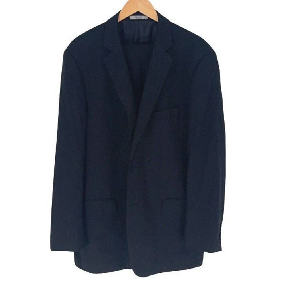 Adolfo Men's 2-Piece Suit Merino Wool Super 120's Black Charcoal Size 44L 38W